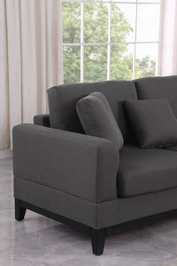 Redford Dark Gray Linen Fabric Sectional Sofa with Right Facing Chaise