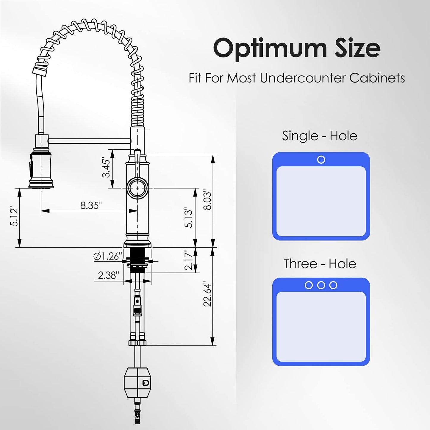 Kitchen Faucet - Spring Kitchen Sink Faucet with 3 Modes Pull Down Sprayer, Single Handle&Deck Plate for 1or3 Holes, 360° Rotation, Spot Resist Stainless Steel No Lead for RV Bar Home