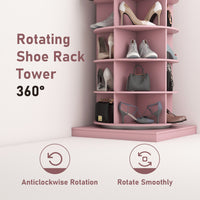 360 pink rotating shoe cabinet with 7 layers can accommodate up to 35 Paris shoes