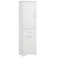 Tall Bathroom Storage Cabinet, Freestanding Storage Cabinet with Two Different Size Drawers and Adjustable Shelf, MDF Board with Painted Finish, White