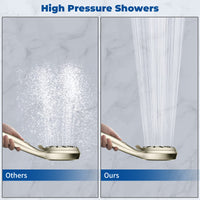 Shower Head Combo -  4.5'' 6-Setting Handheld Showerhead and 7'' 5-Setting Rainfall Spray, One Click for High Pressure/Trickle Mode, with 70'' Longer Stainless Steel Hose, Brushed Nickel