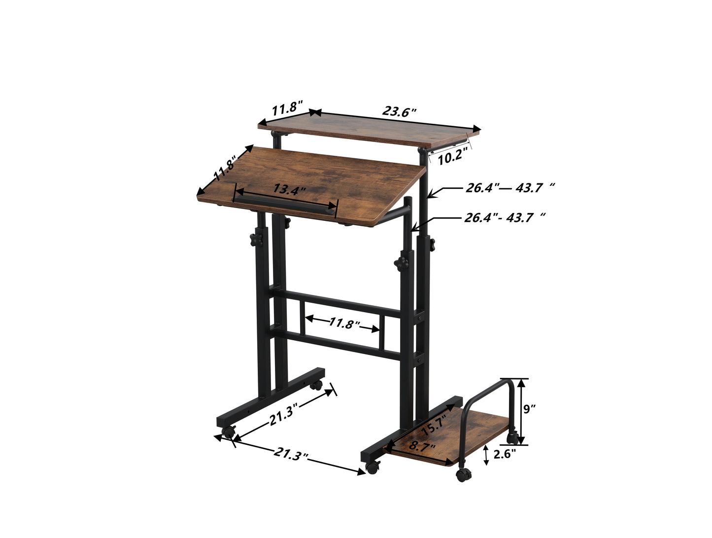 Multipurpose Home Office Computer Desk, Sit and Stand Desk, Workstation Desk（Rustic Brown）