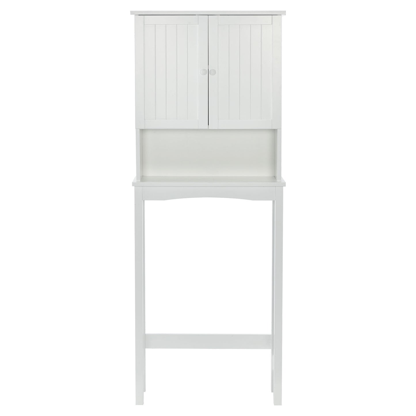 Over-The-Toilet Bathroom Cabinet with Shelf and Two Doors Space-Saving Storage, Easy to Assemble, White