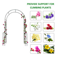 Metal Garden Arch W55'' x H94.5'' Garden Arbor Trellis Climbing Plants Support Rose Arch Outdoor Arch Black