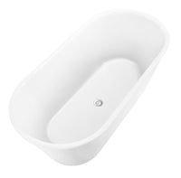 59" Acrylic Alcove Freestanding Soaking White Bathtub Oval-shaped