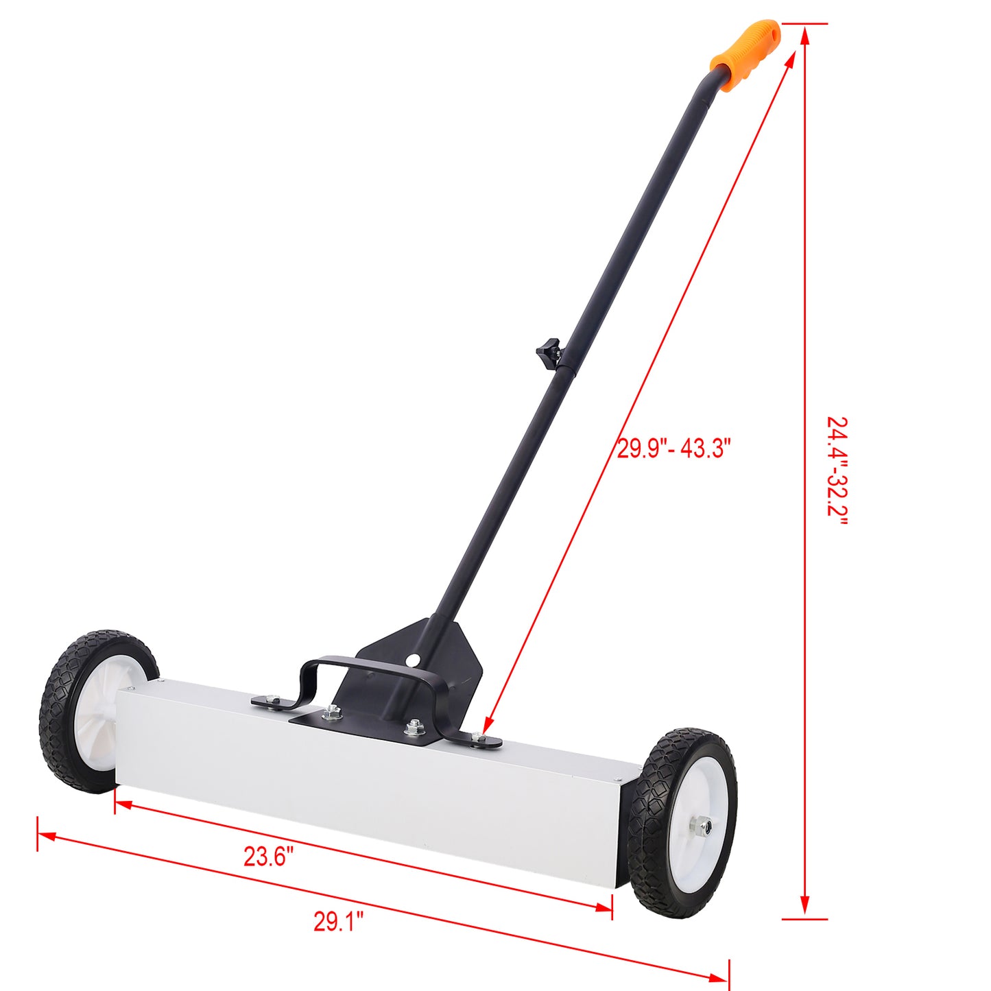 24'' Rolling Magnetic Pick-Up Sweeper, Heavy Duty Push-Type with Release, for Nails Needles Screws Collection,30 Pound Capacity