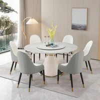 59.05"Modern Sintered stone dining table with 31.5" round turntable  with 6 pcs  Chairs .