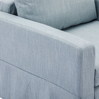 2 Seat Module Sectional Sofa Couch With 1 Ottoman,Seat Cushion and Back Cushion Removable and Washable,Light Blue