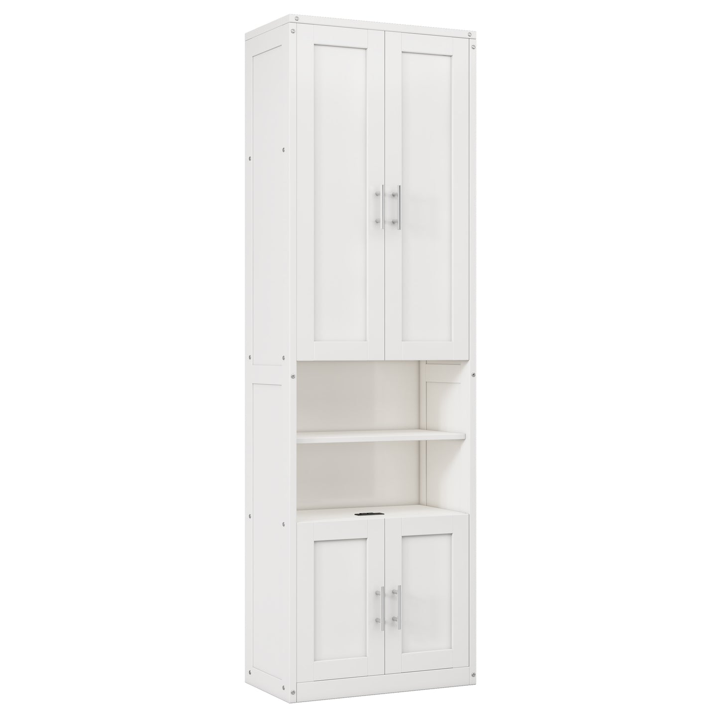 Queen Size Murphy Bed with 1 Side Cabinet Storage Shelf, 68-inch Cabinet Bed Folding Wall Bed with Desk Combo Perfect for Guest Room, Study, Office, Antique Grey White