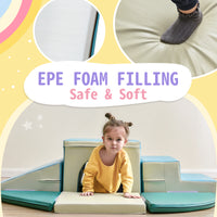 Soft Climb and Crawl Foam Playset 9 in 1 , Safe Soft Foam Nugget Block for Infants, Preschools, Toddlers, Kids Crawling and Climbing Indoor Active Play Structure