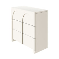 Modern Style Three-Drawer Chest Sideboard Cabinet Ample Storage Spaces for Living Room, Children's Room, Adult Room, Half Gloss White