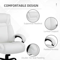 Vinsetto Big and Tall 400lbs Executive Office Chair with Wide Seat, Computer Desk Chair with High Back PU Leather Ergonomic Upholstery, Adjustable Height and Swivel Wheels, White