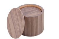 MDF nested table set 2 pieces, handcrafted round coffee table in living/lounge area, walnut color