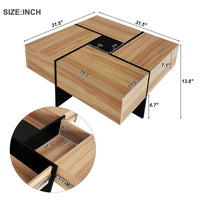 ON-TREND Unique Design Coffee Table with 4 Hidden Storage Compartments, Square Cocktail Table with Extendable Sliding Tabletop, UV High-gloss Design Center Table for Living Room, 31.5"x 31.5"