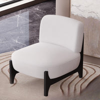 1 Piece Upholstered Velvet Fabric Mid Century Modern Accent  Chair with Solid Wood Frame, Comfy Armless Chair for Living Room, Bedroom, Reading, Balcony,White