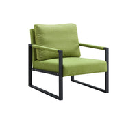 Fiber cloth armchair Metal frame upholstered back and cushion sofa chair living room (light fiber cloth + metal + foam)