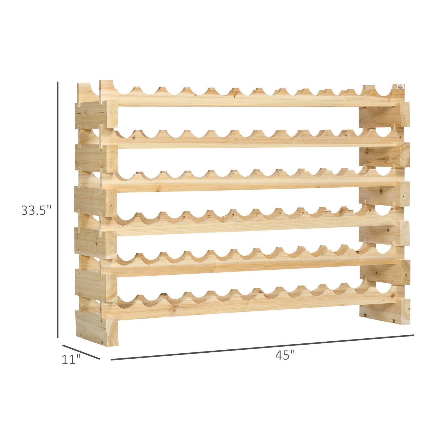 HOMCOM Stackable Wine Rack, Modular Storage Shelves, 72-Bottle Holder, Freestanding Display Rack for Kitchen, Pantry, Cellar, Natural