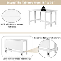 TOPMAX Farmhouse Wood Extendable Dining Table with Drop Leaf for Small Places, White