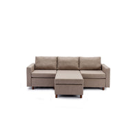 3 Seat Module Sectional Sofa Couch With 1 Ottoman for living room,Seat Cushion and Back Cushion Non-Removable and Non-Washable,Brown