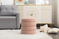 006-Soft Velvet  Round Ottoman Footrest Stool,Pink