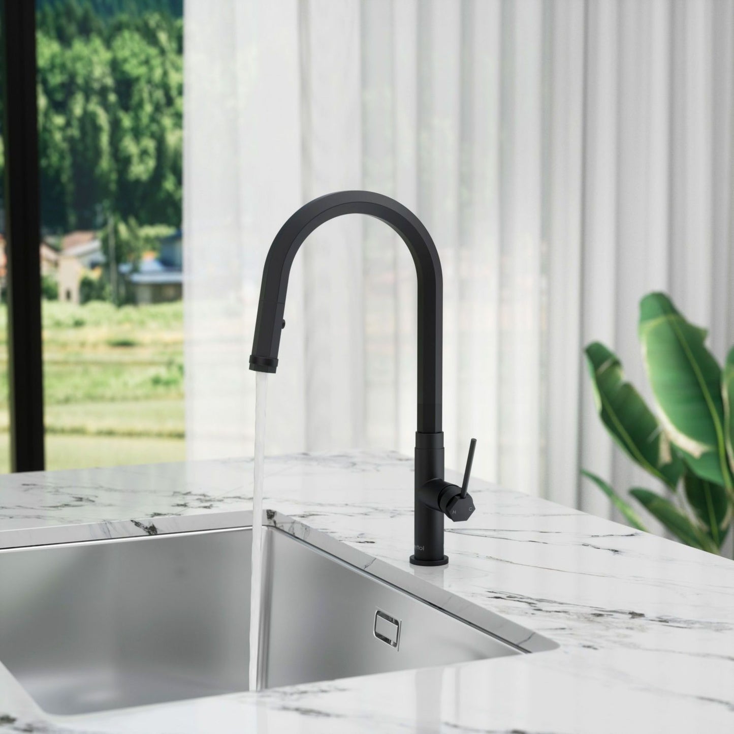 Single Handle Pull Down Sprayer Kitchen Faucet with Advanced Spray, Pull Out Spray Wand in Matte Black