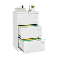 Filing Cabinet Lateral File Cabinet 3 Drawer, White Filing Cabinets with Lock, Locking Metal File Cabinets Three Drawer Office Cabinet for Legal/Letter/A4/F4 Home Offic