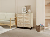 Set of 2, Natural Rattan, Cabinet with 4 Drawers, Suitable for Living room, Bedroom and Study, Diversified Storage