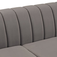 39" Modern Sofa Dutch Fluff Upholstered sofa with solid wood legs, buttoned tufted backrest,gray