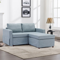 2 Seat Module Sectional Sofa Couch With 1 Ottoman,Seat Cushion and Back Cushion Removable and Washable,Light Blue