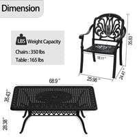 5-Piece Set Of Cast Aluminum Patio Furniture  With Black Frame and  Seat Cushions In Random Colors