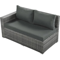 TOPMAX Outdoor 6-Piece All Weather PE Rattan Sofa Set, Garden Patio Wicker Sectional Furniture Set with Adjustable Seat, Storage Box, Removable Covers and Tempered Glass Top Table,Grey