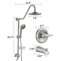 Shower Head with Handheld Shower System with 8" Rain Shower Head with Tub Spout (Rough-in Valve Included)