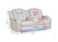 Benz LED & Power Recliner 3 PC Made With Faux Leather in Ice