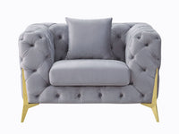 ACME Jelanea Chair w/Pillow in Gray Velvet & Gold Finish LV01408