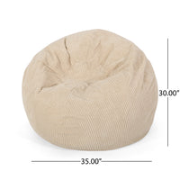 Riviera Modern Corduroy 3 Foot Beanbag, Ivory