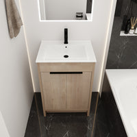 Freestanding Bathroom Vanity with White Ceramic Sink & 2 Soft-Close Cabinet Doors ((KD-PACKING),BVB02424PLO-G-BL9060B),W1286S00015