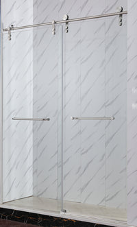 Frameless Shower Door with Rust-Resistant Stainless Steel, Explosion-Proof Glass, and Easy Installation 60*72