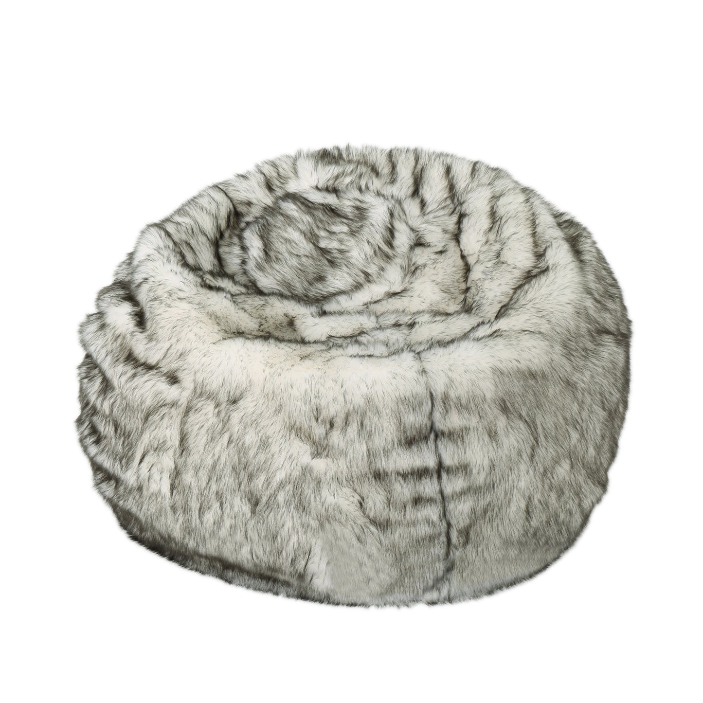 Cassell Modern Glam Faux Fur 3 Foot Bean Bag, White and Gray