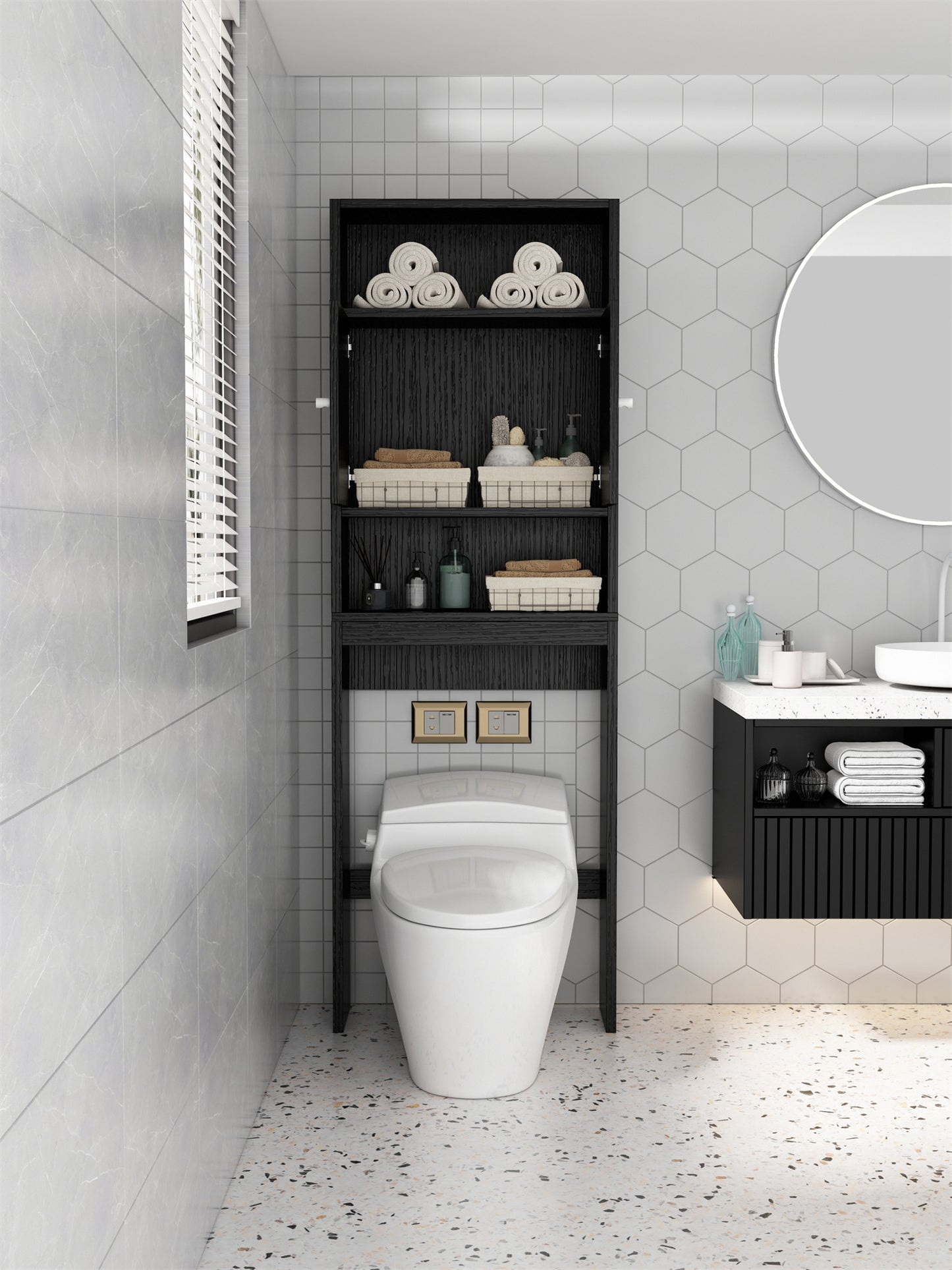 Home Bathroom Shelf Over-The-Toilet, Bathroom SpaceSaver, Bathroom, Tollilet storage cabinet