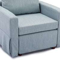 2 Seat Module Sectional Sofa Couch With 1 Ottoman,Seat Cushion and Back Cushion Removable and Washable,Light Blue