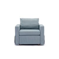 2 Seat Module Sectional Sofa Couch With 1 Ottoman,Seat Cushion and Back Cushion Removable and Washable,Light Blue