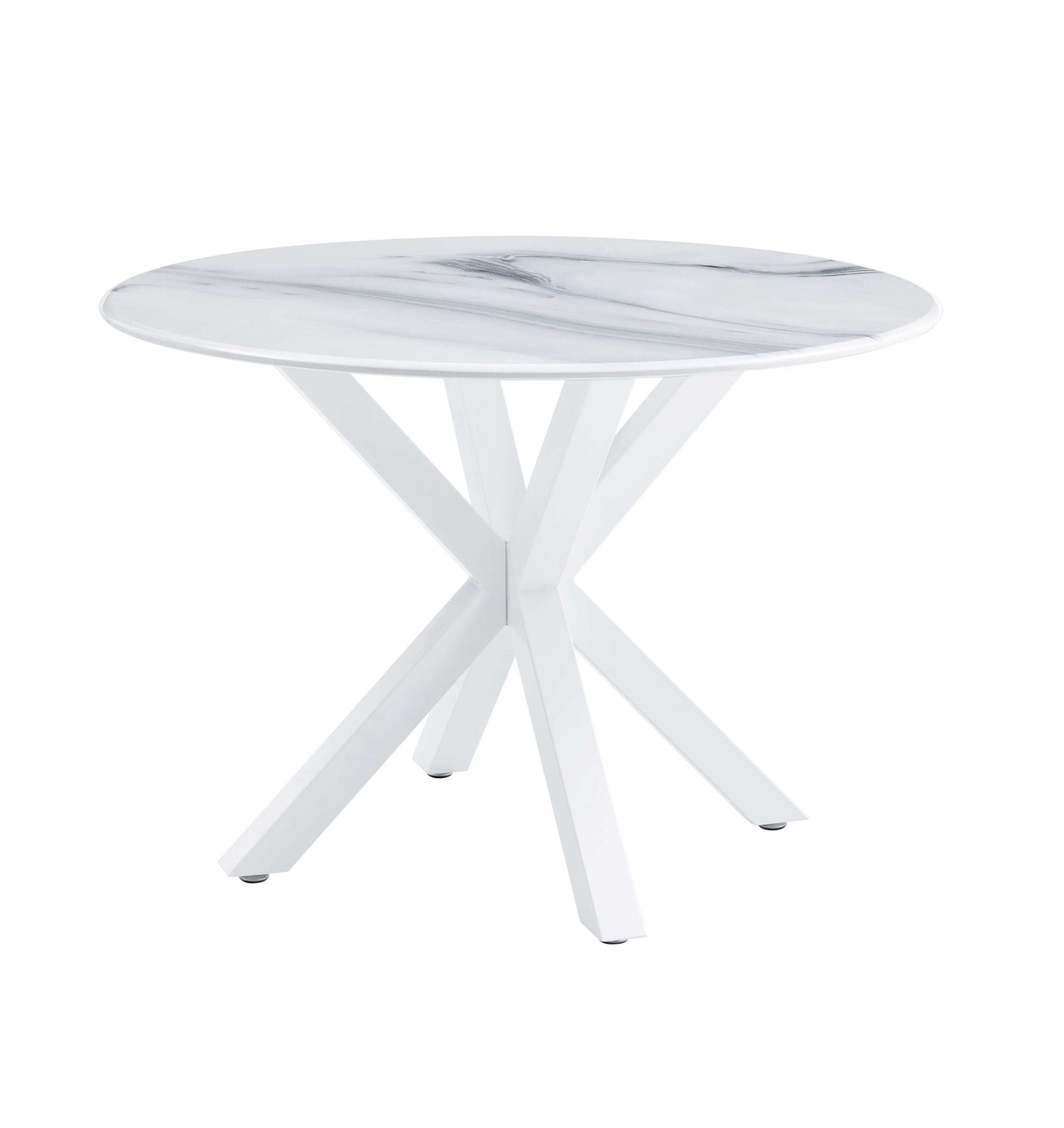 42.1"WHITE Table cross leg Mid-century Dining Table for 4-6 people With Round Mdf Table Top, Pedestal Dining Table, End Table Leisure Coffee Table