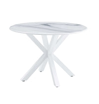 42.1"WHITE Table cross leg Mid-century Dining Table for 4-6 people With Round Mdf Table Top, Pedestal Dining Table, End Table Leisure Coffee Table