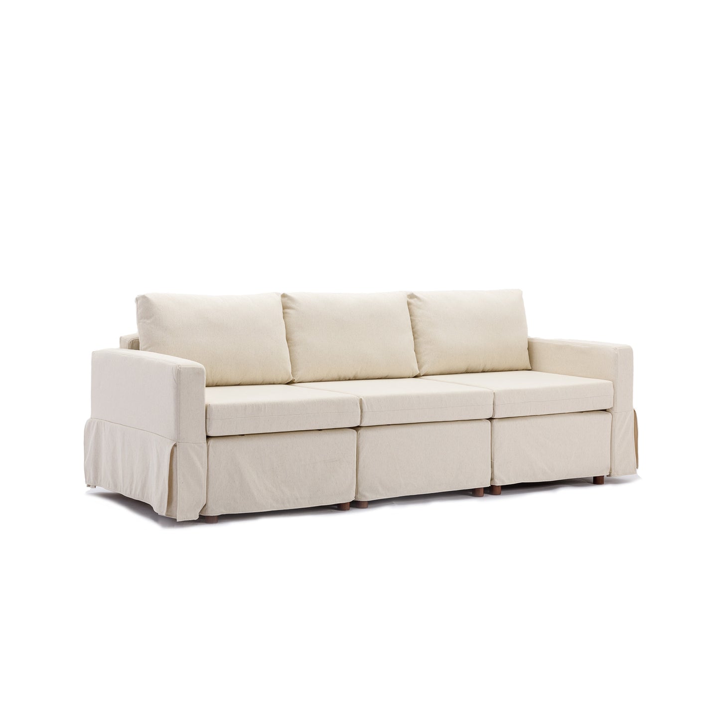 3 Seat Module Sectional Sofa Couch With 1 Ottoman,Seat Cushion and Back Cushion Removable and Washable,Cream