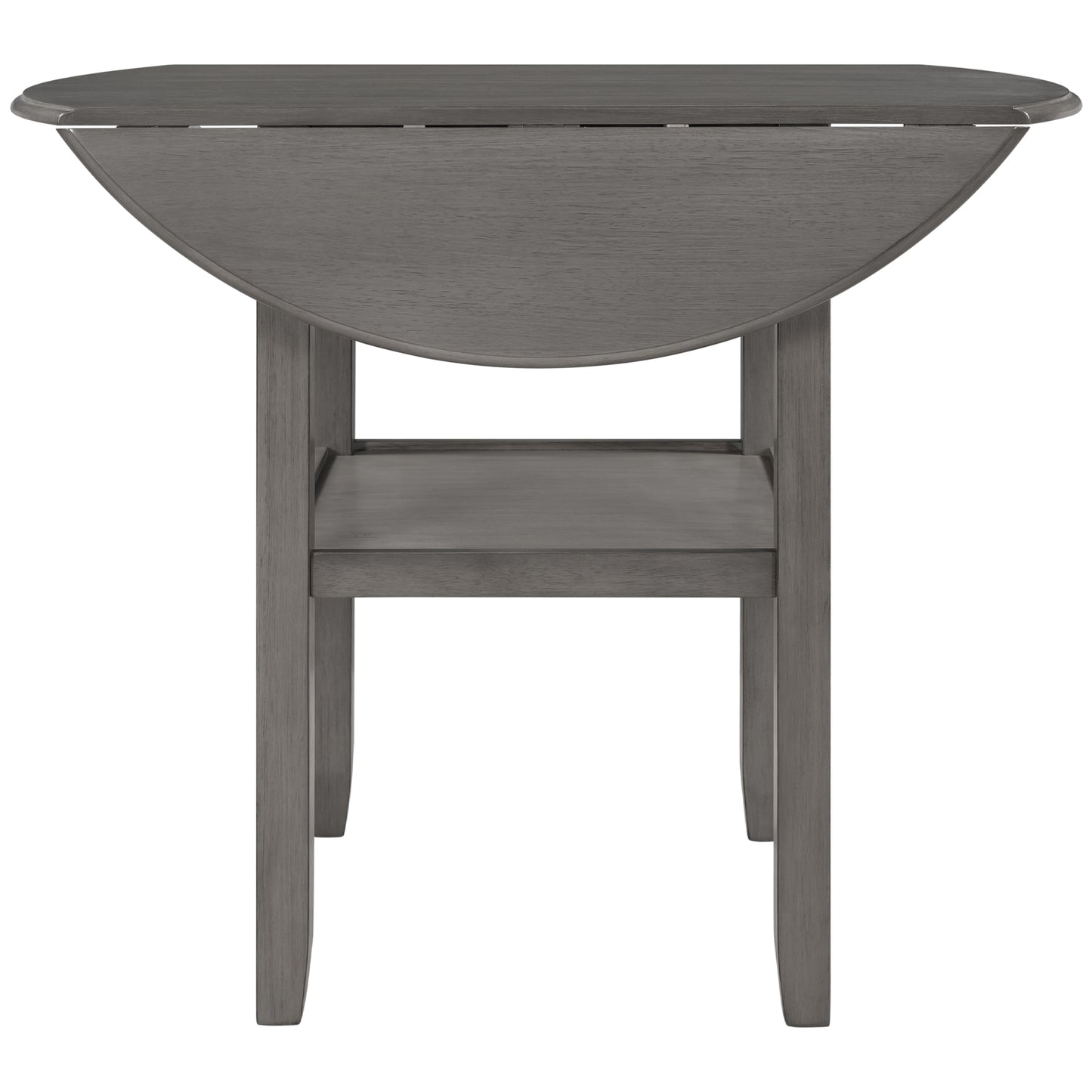 TOPMAX Farmhouse Round Counter Height Kitchen Dining Table with Drop Leaf  and One Shelf for Small Places, Gray