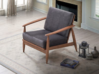 ACME Alisa Accent Chair, Charcoal Fabric & Brown Finish AC02377