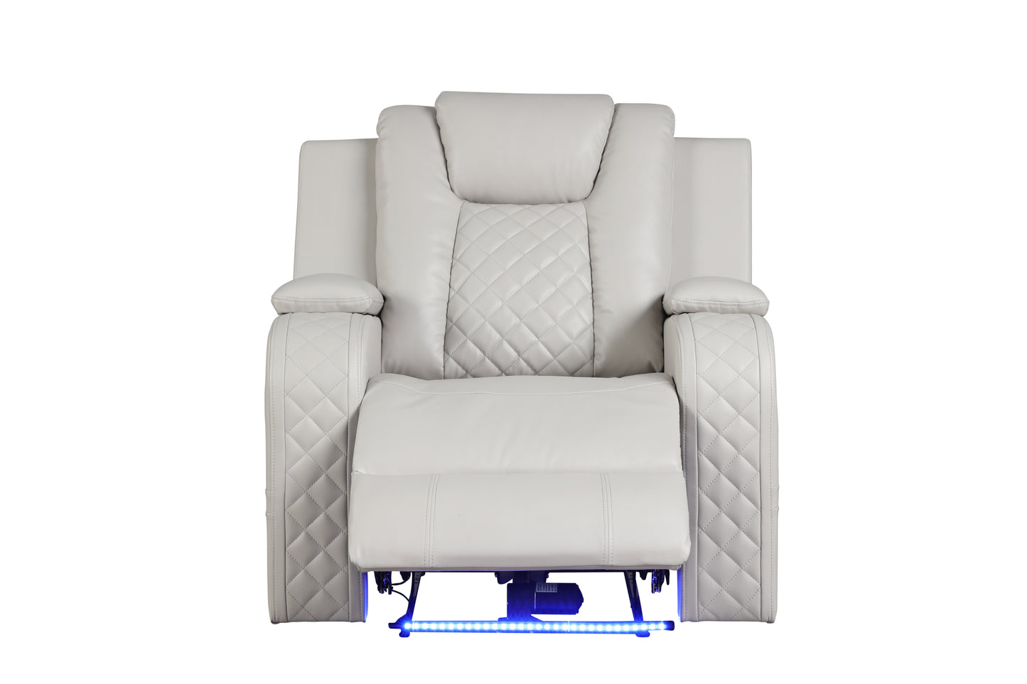 Benz LED & Power Recliner 3 PC Made With Faux Leather in Ice