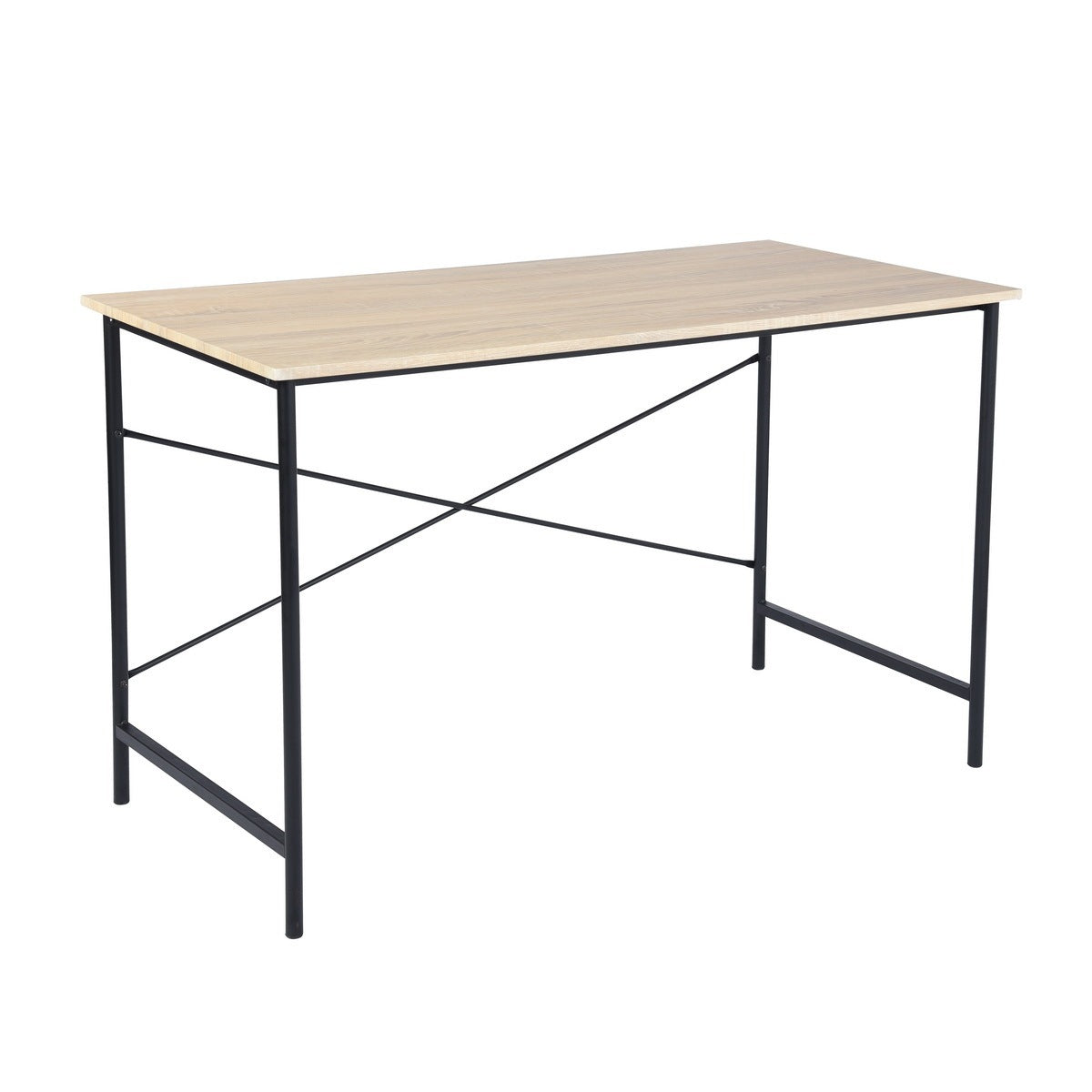 47.2"W x 23.6"D x 29.6"H Metal Frame Home Office Writing Desk - Oak & Black