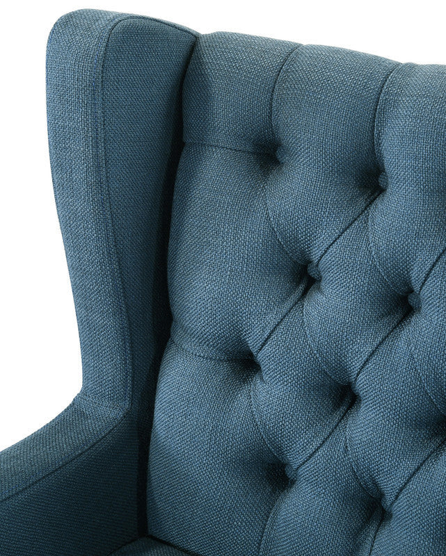 Irwin Blue Linen Button Tufted Wingback Chair