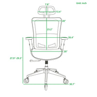 RED Ergonomic Mesh Office Chair, High Back - Adjustable Headrest with Flip-Up Arms, Tilt and lock Function, Lumbar Support and blade Wheels, KD chrome metal legs